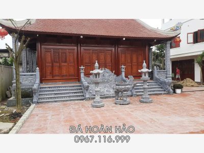 Lắp đặt Cột đá vuông, chiếu đá, bậc thềm đá, lư hương đá, lan can đá cho Nhà thờ họ/tổ, Từ đường