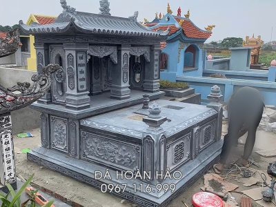 Mẫu Mộ đá đôi 1 mái đẹp cho ông bà, cha mẹ - Mộ đôi 1 mái