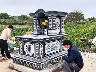 Mẫu Mộ đá 1 mái vòm đẹp (xây mộ đá 1 mái tại làng đá Ninh Bình)