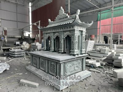 Kinh nghiệm xây Mộ đá chung 3 người (mộ 3 ngôi), Mẫu Mộ đá 3 người 1 mái đẹp