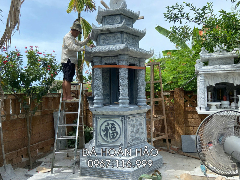 Mẫu Mộ đá Lục Giác 3 mái đẹp, Mộ đá phật giáo