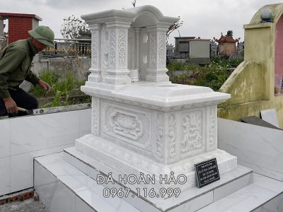 Mẫu Mộ đá trắng 1 mái vòm đẹp - Mộ đá trắng đẹp tại Ninh Bình