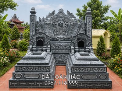 Khu Mộ đá đôi đẹp tự nhiên, đơn giản, tinh tế của Đá mỹ nghệ Hoàn Hảo.