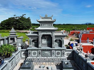 Mẫu Lăng thờ đá tam quan 2 mái đẹp 2026