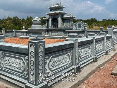 Mẫu Lan can lăng mộ đá đẹp - Hoa văn Sen Hóa