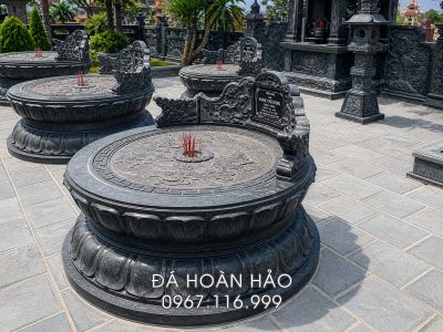 Mẫu Mộ đá tròn cao cấp, nguyên khối, chạm khắc tinh xảo.