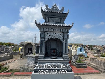 Mẫu Lăng thờ tổ (Mộ tổ) 2 mái đẹp, chất lượng, bằng đá xanh rêu Thanh Hóa