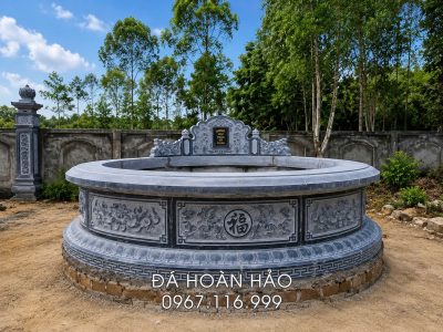 Mẫu Mộ đá tròn đẹp cho Bố Mẹ - Ông Bà, đường kính 167cm
