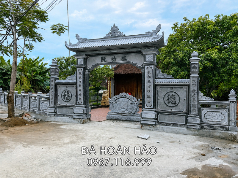 Cổng Đá Nhà Thờ Họ Đẹp - Mẫu Cổng đá 1 mái đẹp #congda