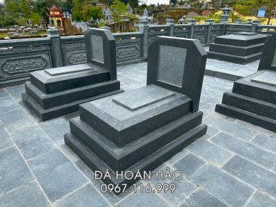 Mẫu Mộ Đá Xanh Rêu Đẹp 2026 - Mộ 3 cấp nguyên khối tại Ninh Bình