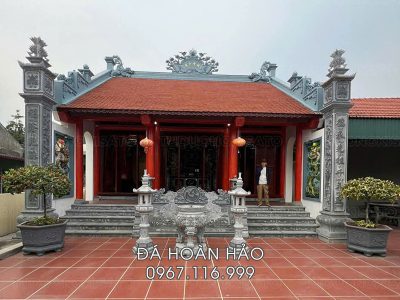 Lắp đặt Cột đá đồng trụ, Chiếu đá, Bậc đá, Lư hương đá Nhà thờ họ, từ đường