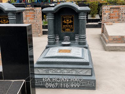 Mẫu Mộ đá 1 mái cong, mộ đá xanh rêu Thanh Hóa chất lượng, độ bền cao, giá hợp lý 18 Mau Mo da xanh reu 1 mai vom dep