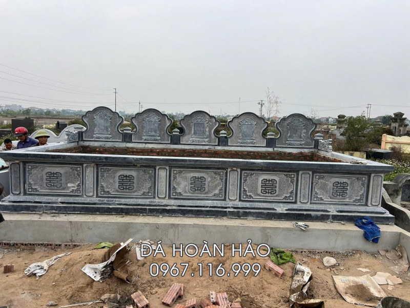 Mẫu Mộ đá quây 5 người (mộ 5 người chung, xây quây bằng đá) - Mộ tập thể
