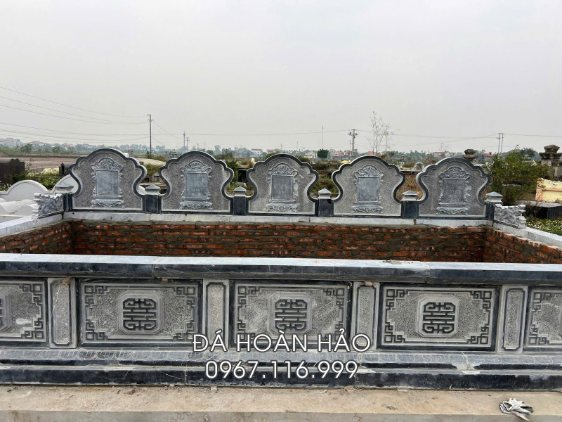 Mẫu Mộ đá quây 5 người (mộ 5 người chung, xây quây bằng đá) - Mộ tập thể