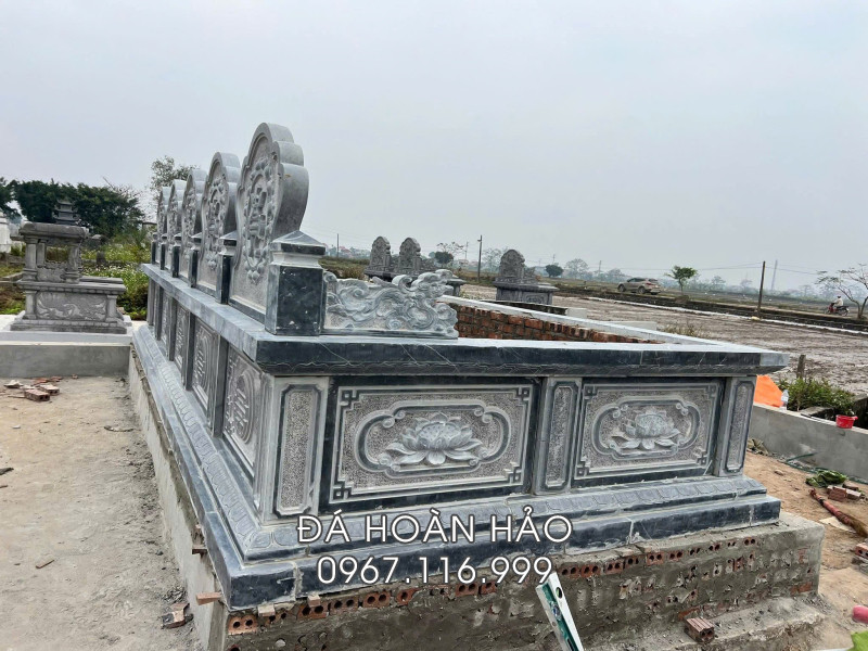 Mẫu Mộ đá quây 5 người (mộ 5 người chung, xây quây bằng đá) - Mộ tập thể