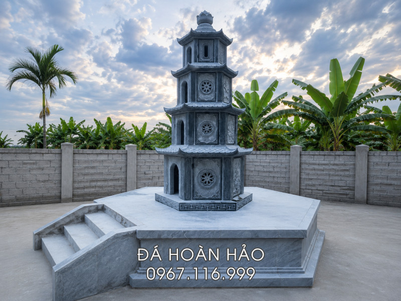 Mẫu Mộ Tháp Đá 4 Tầng (4 Mái) – Công Trình Tâm Linh Trang Nghiêm Dành Cho Nhà Chùa 13 Tư vấn xây Mộ Tháp Đá 4 Tầng (4 Mái) - Tháp đá phật giáo cho Nhà Chùa