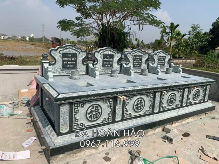 Tư vấn xây Mộ đá chung 4 người (mộ 4 người) đẹp, chất lượng, giá hợp lý