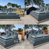 Báo giá Mộ đá đôi 3 cấp đẹp, chất lượng, đá xanh Thanh Hóa loại 1 giá 45 triệu đồng, lắp đặt toàn quốc