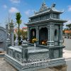 Mẫu Mộ đá đôi có mái hay Mộ đôi không mái - Báo giá Mộ đá đôi từ 50 - 100 triệu đồng (Mẫu Mộ đá đôi 2 mái tại Đá mỹ nghệ Hoàn Hảo Ninh Bình)